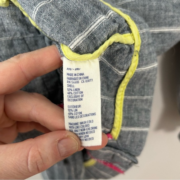 American Eagle Outfitters Gray White Pinstripe Linen Blend Blazer Women’s Medium - Picture 4 of 6